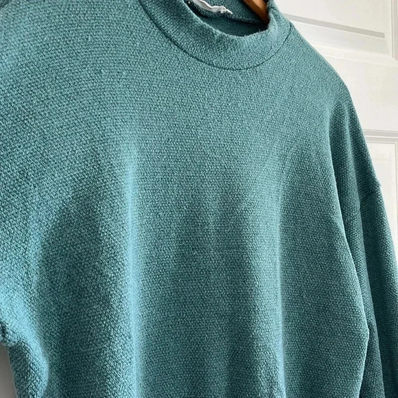 LUSH Women’s Small Teal Mock Neck Crop Oversized Sweater - Picture 2 of 7
